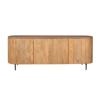 Zijaanzicht van het Solana dressoir van 45 cm diep op een slank metalen onderstel