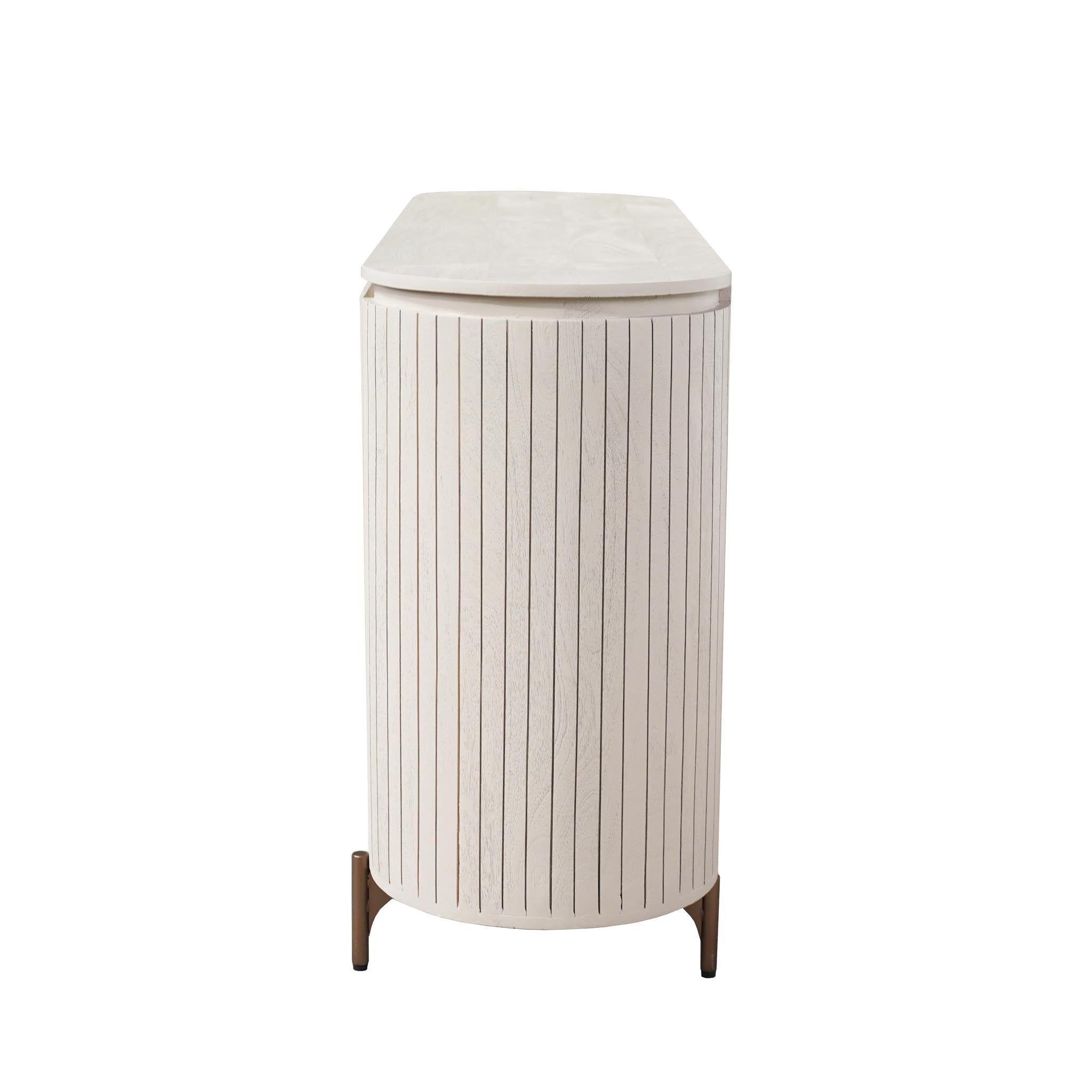 Zijaanzicht van het 45 cm diepe Solana dressoir in de kleur Zand