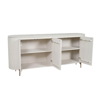 Solana dressoir met open deuren en zicht op de indeling met legplanken