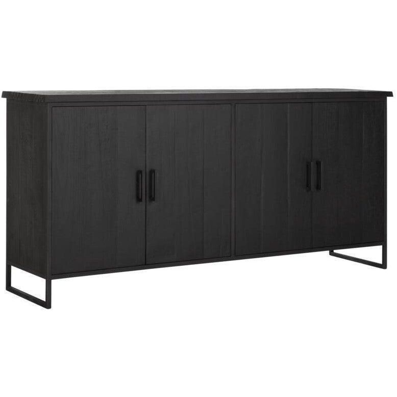 Zwart teakhouten dressoir 190cm detail handgrepen DTP Home