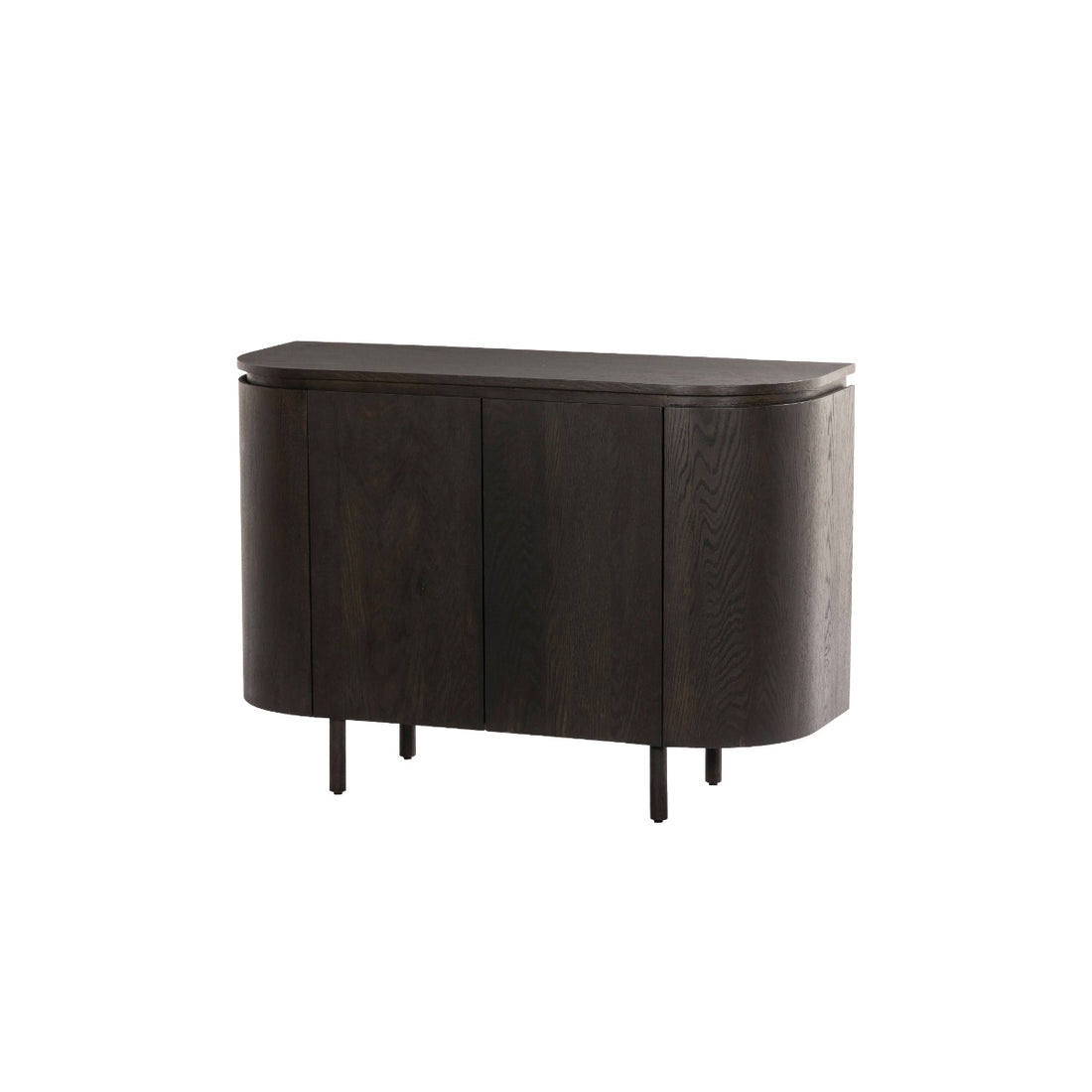 Dressoir Tobago van Livingfurn in espresso eiken, 115 cm breed met afgeronde zijkanten