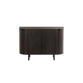 Vooraanzicht van het Tobago dressoir in espresso bruin met verticaal lattenpatroon