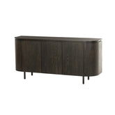 Vooraanzicht van het 170 cm brede Tobago dressoir in espresso met lattenpatroon