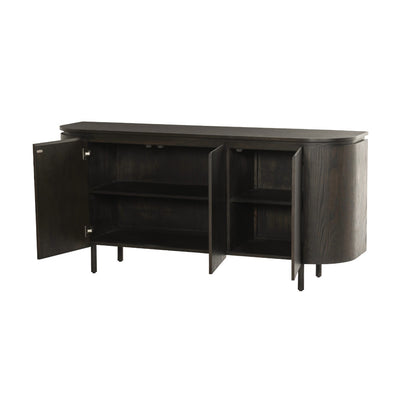 Espresso Tobago dressoir met geopende deuren en verstelbare schappen binnenin