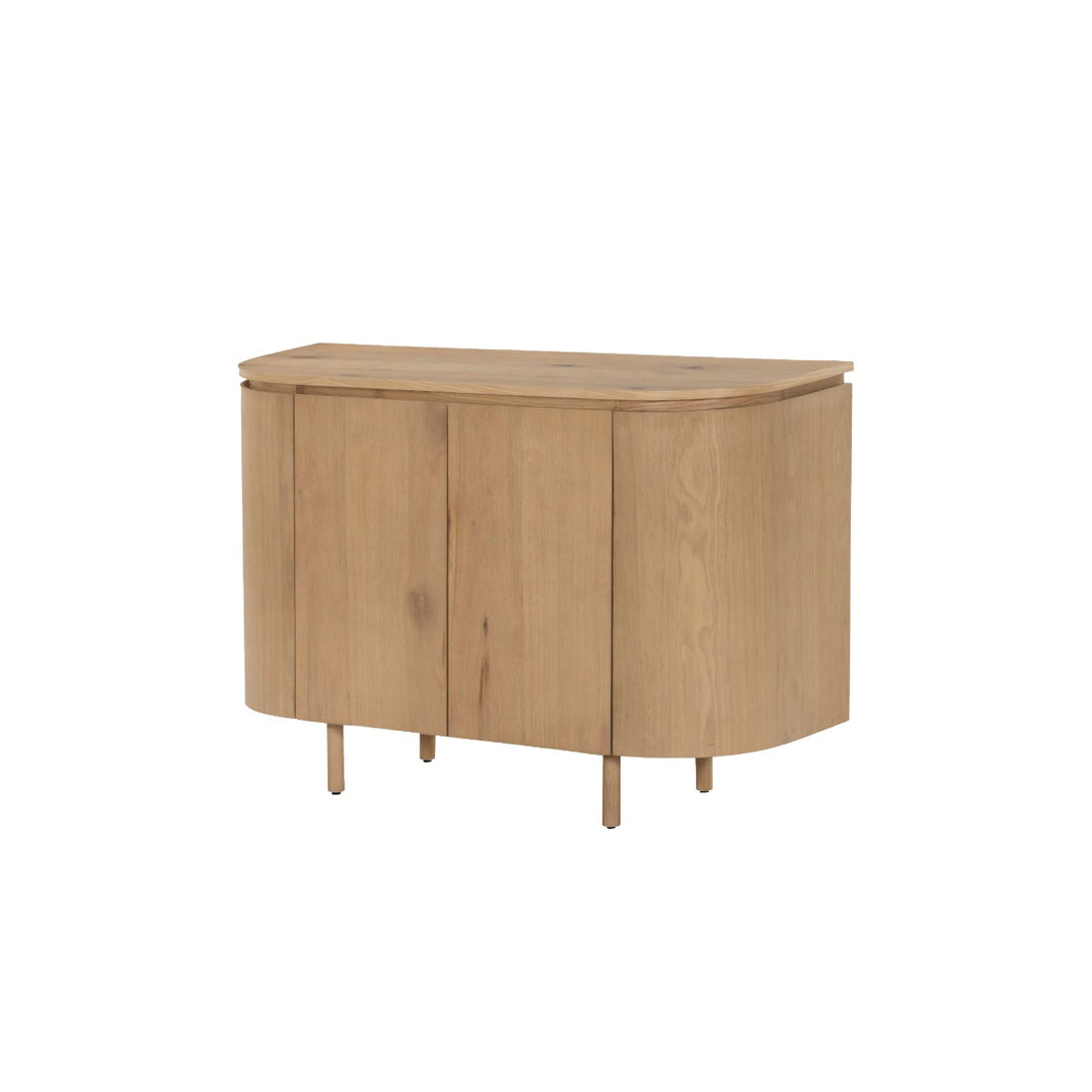 Dressoir Tobago van Livingfurn in naturel eiken, 115 cm breed met afgeronde zijkanten