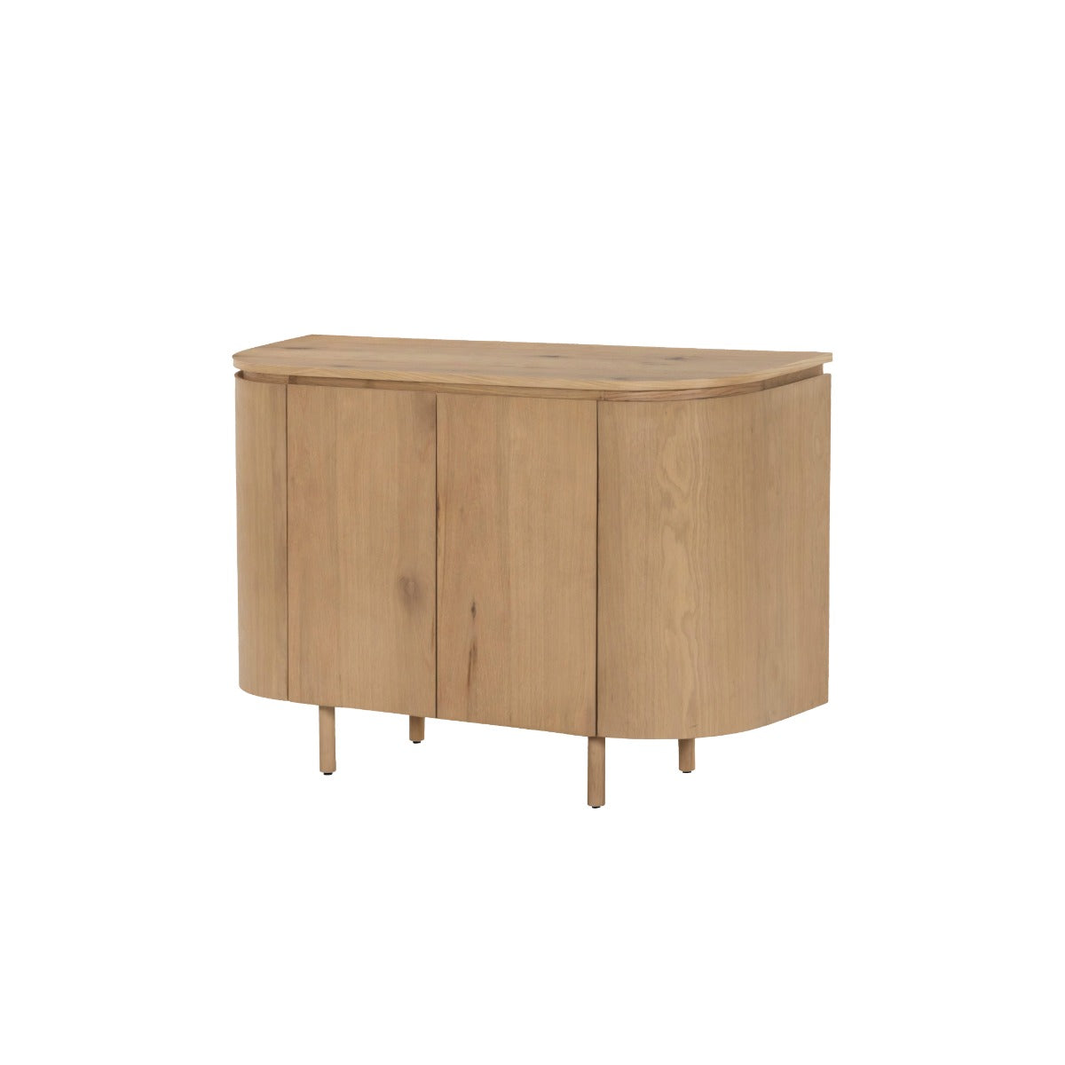 Dressoir Tobago van Livingfurn in naturel eiken, 115 cm breed met afgeronde zijkanten