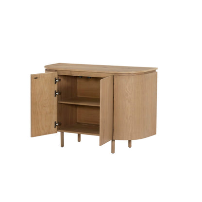 Tobago dressoir met geopende deuren, binnenzijde met verstelbare schappen in naturel eiken