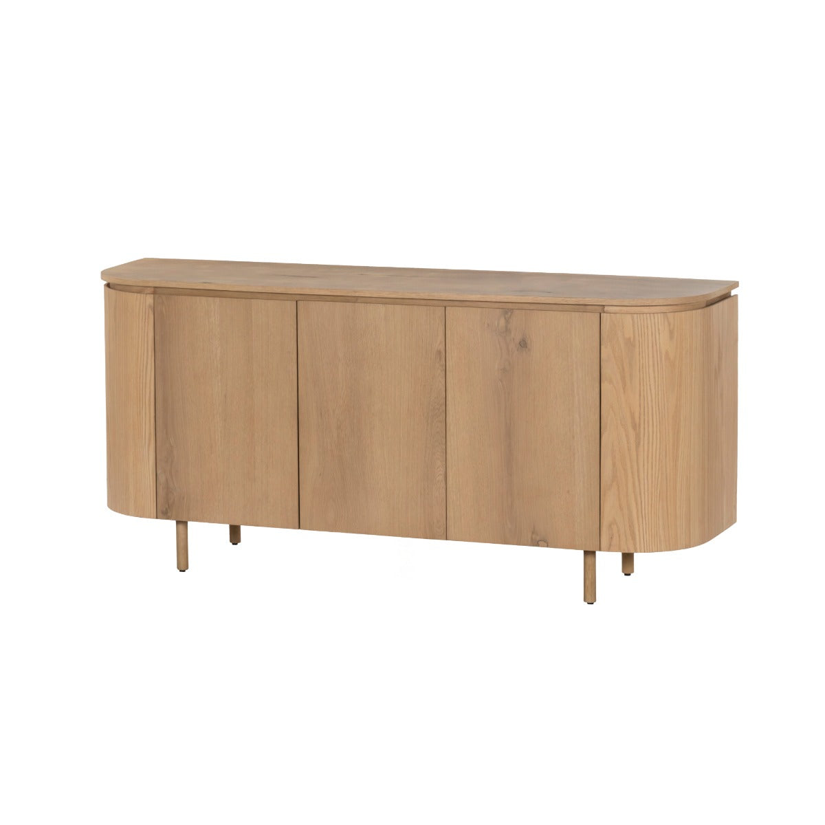 Vooraanzicht van het 170 cm brede Tobago dressoir met verticaal lattenpatroon