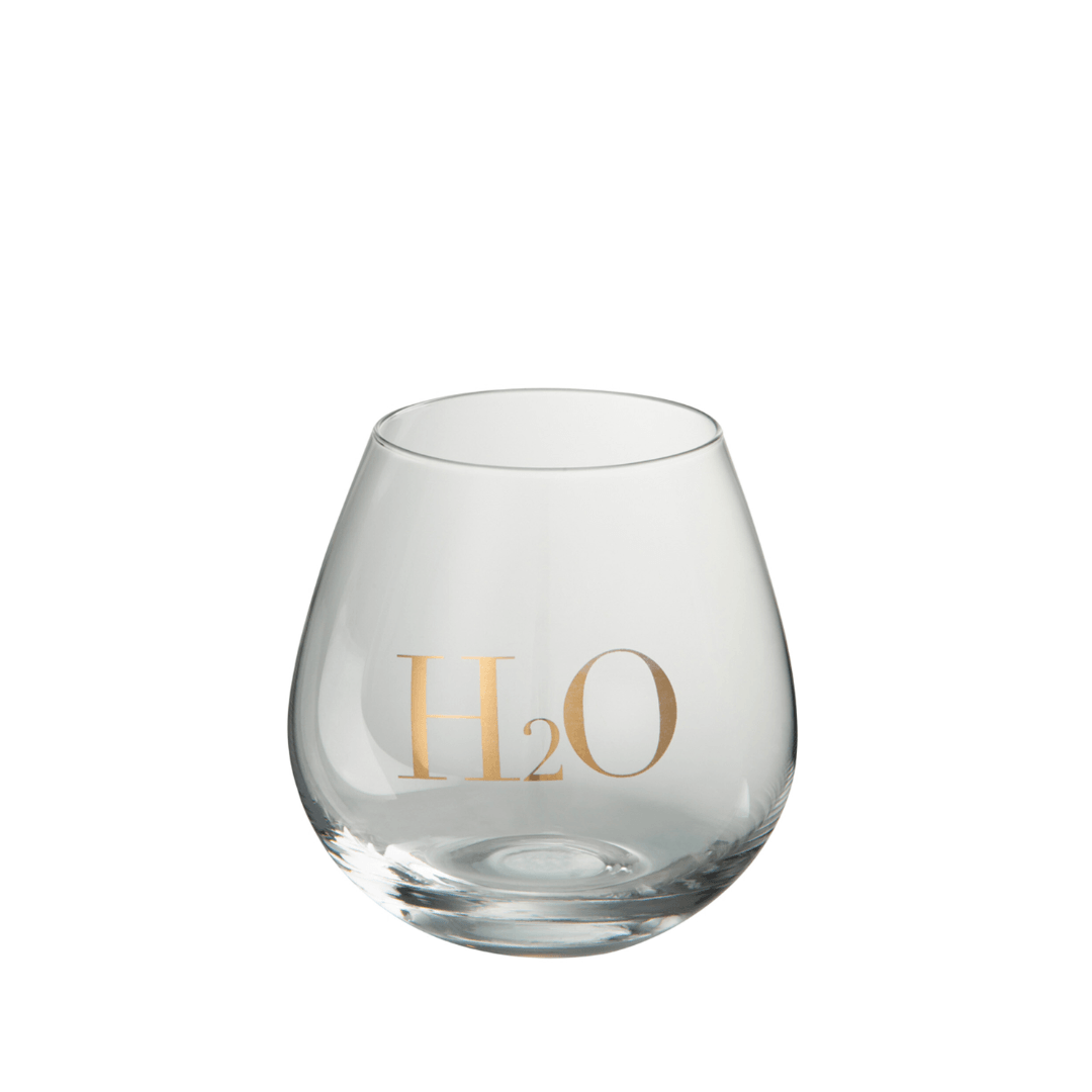 Drinkglas H2o Glas Transparant Goud - Glas - J-Line - livinglovely.nl