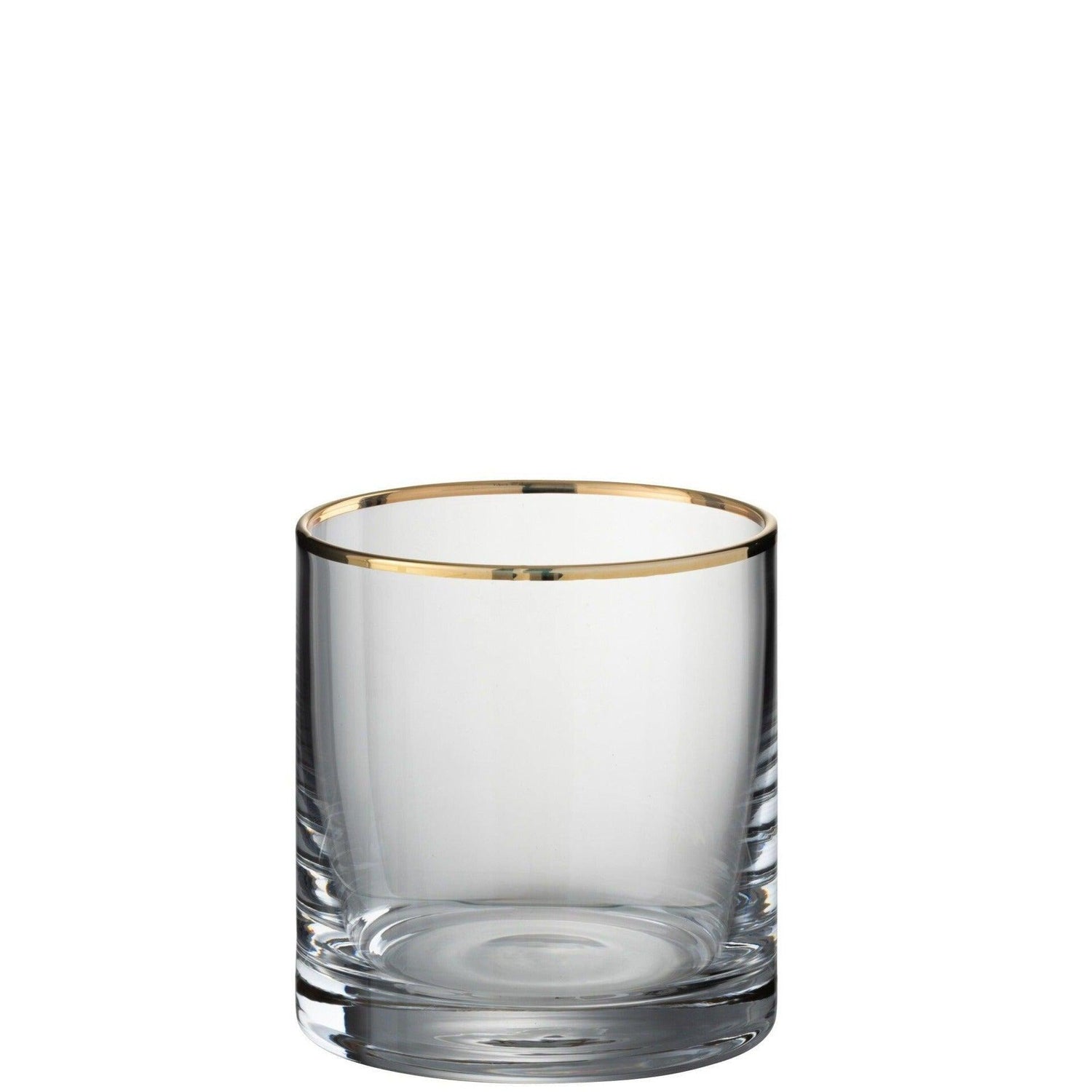 Drinkglas Rand Cilinder Glas Transparant Goud - Glas - J-Line - livinglovely.nl