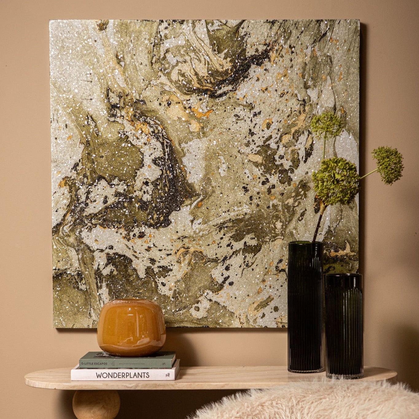 Eaven Green Marble Look Glass Mozaic Wall Panel 90x90cm PTMD - Wandpaneel - PTMD - livinglovely.nl