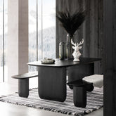 Eetkamerbank Acaciahout Zwart 190cm J-Line - Eetkamerbank - J-Line - livinglovely.nl