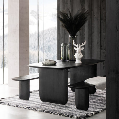 Eetkamerbank Acaciahout Zwart 190cm J-Line - Eetkamerbank - J-Line - livinglovely.nl