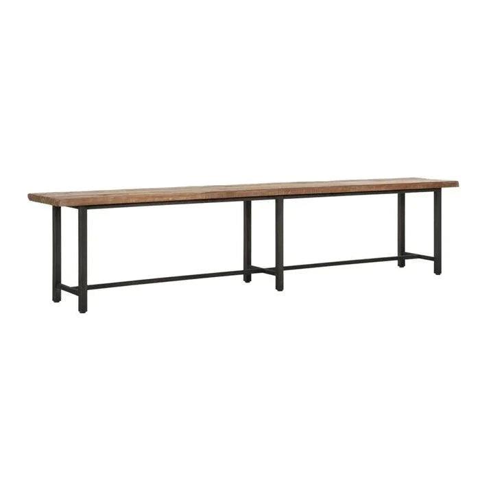 Eetkamerbank Beam 215cm naturel teakhout poten detail