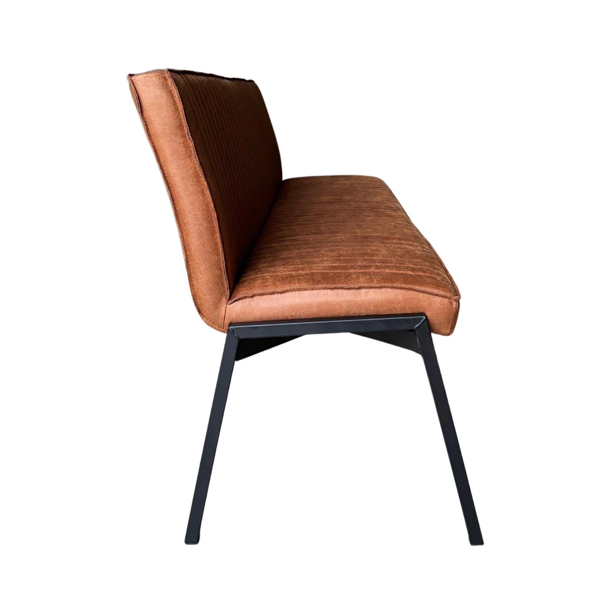 Eetkamerbank Tivoli 185 cm in cognac, combinatie van eco leer en staal