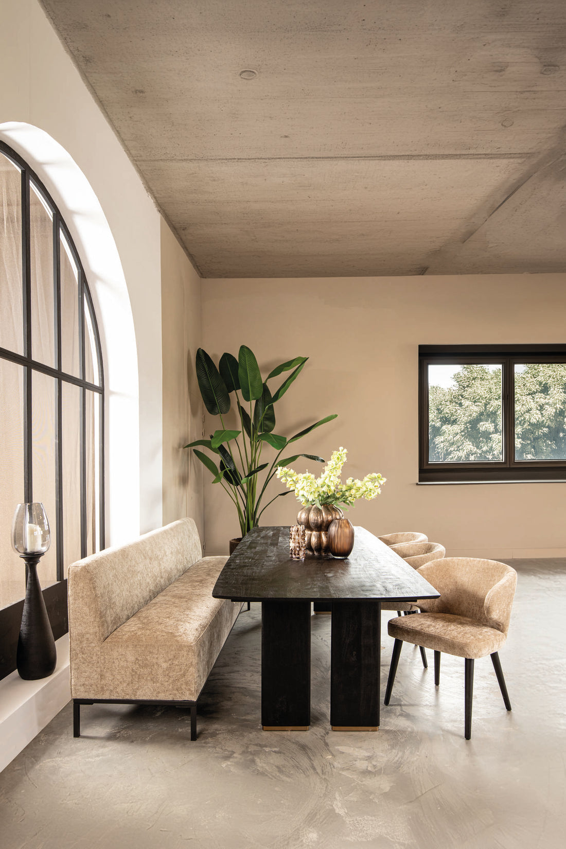 Eetkamerbank Xania Crème 240cm PTMD - Eetkamerbank - PTMD - livinglovely.nl