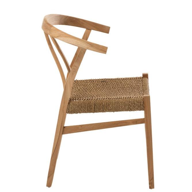 Eetkamerstoel Alis Teak Hout Naturel - Eetkamerstoel - J-Line - livinglovely.nl