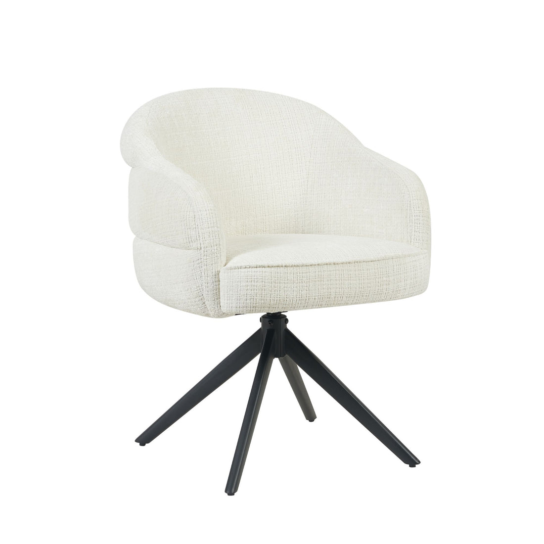 Draaibare eetkamerstoel Bella van Starfurn in off white met zwarte poot