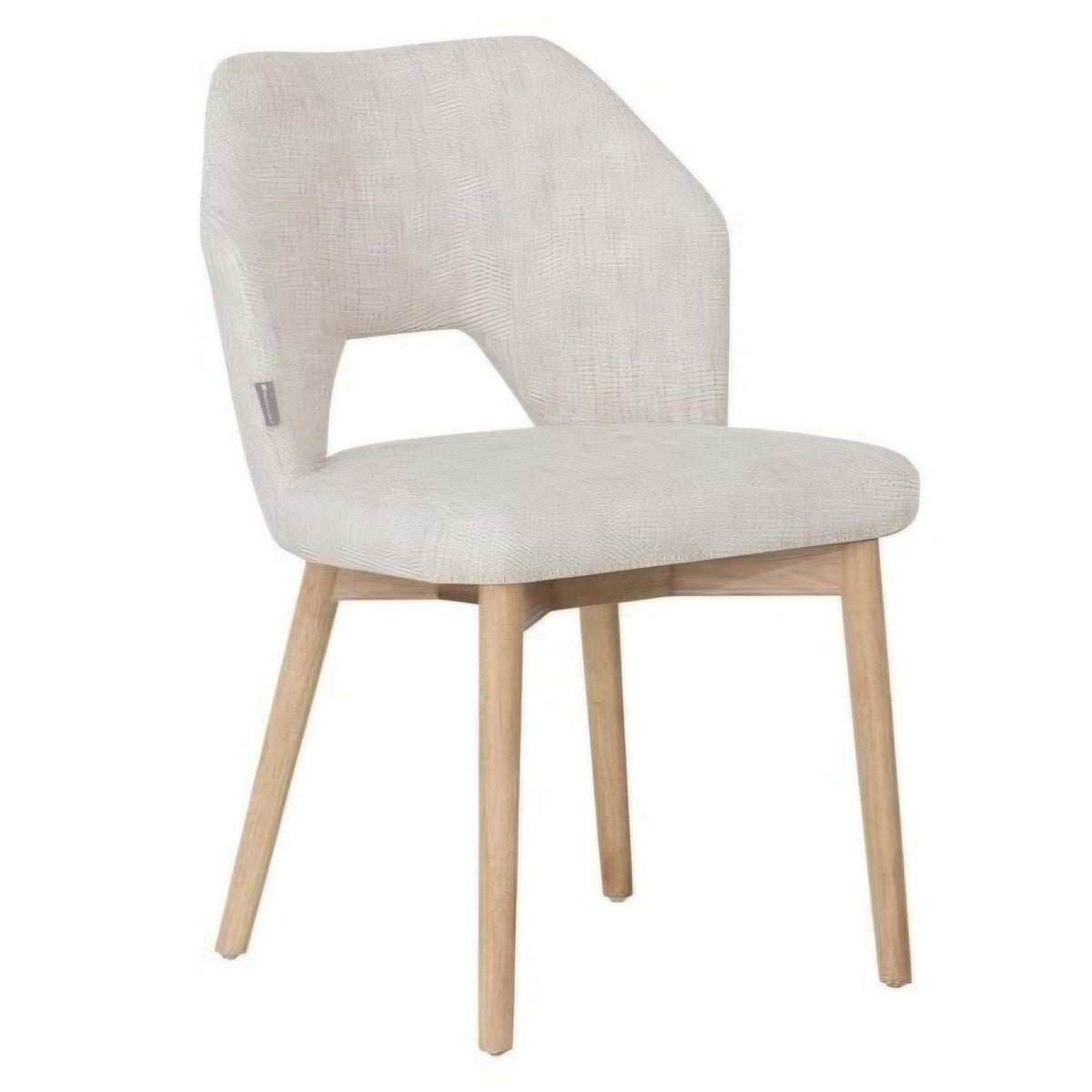 Eetkamerstoel Blossom van MUST Living, teakhouten frame met Polaris naturel bekleding, volledig in beeld