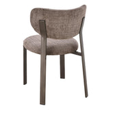 Eetkamerstoel Bowie taupe schuin van achteren, open frame en ronde zitting