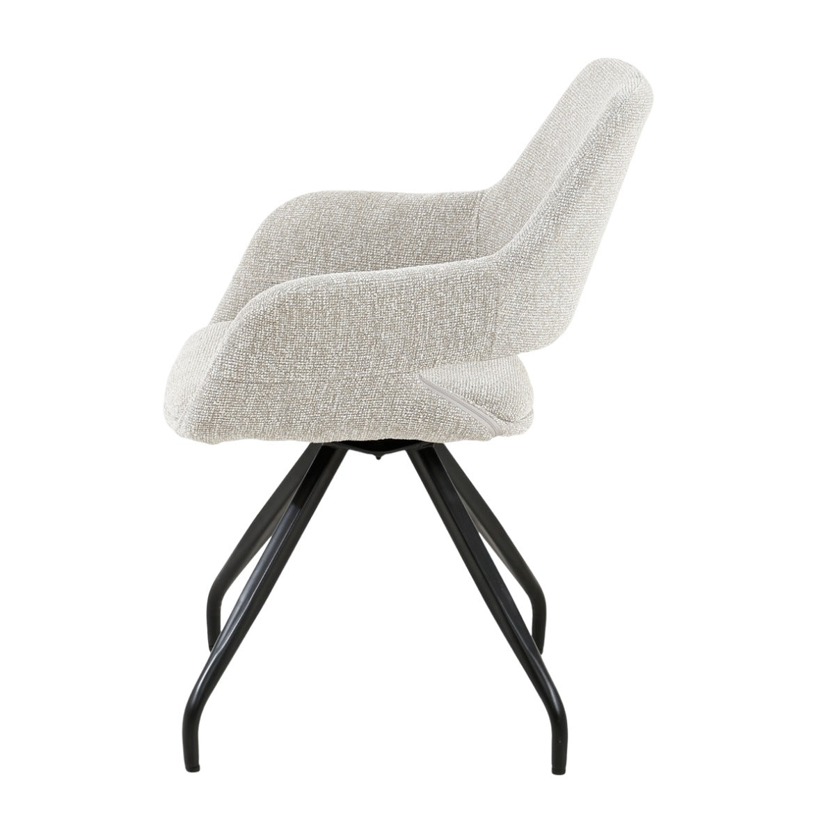 Eetkamerstoel Capp Beige Lodge met Beige stof met zwart onderstel