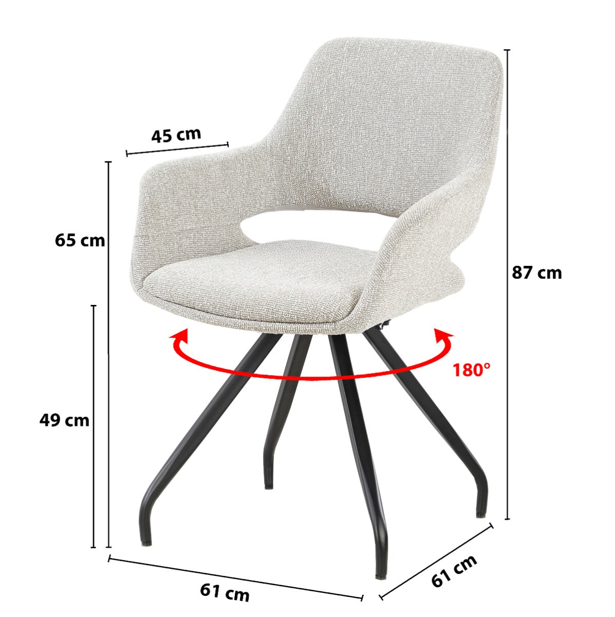 Draaibare eetkamerstoel Capp beige lodge, B61cm x D61cm x H88cm