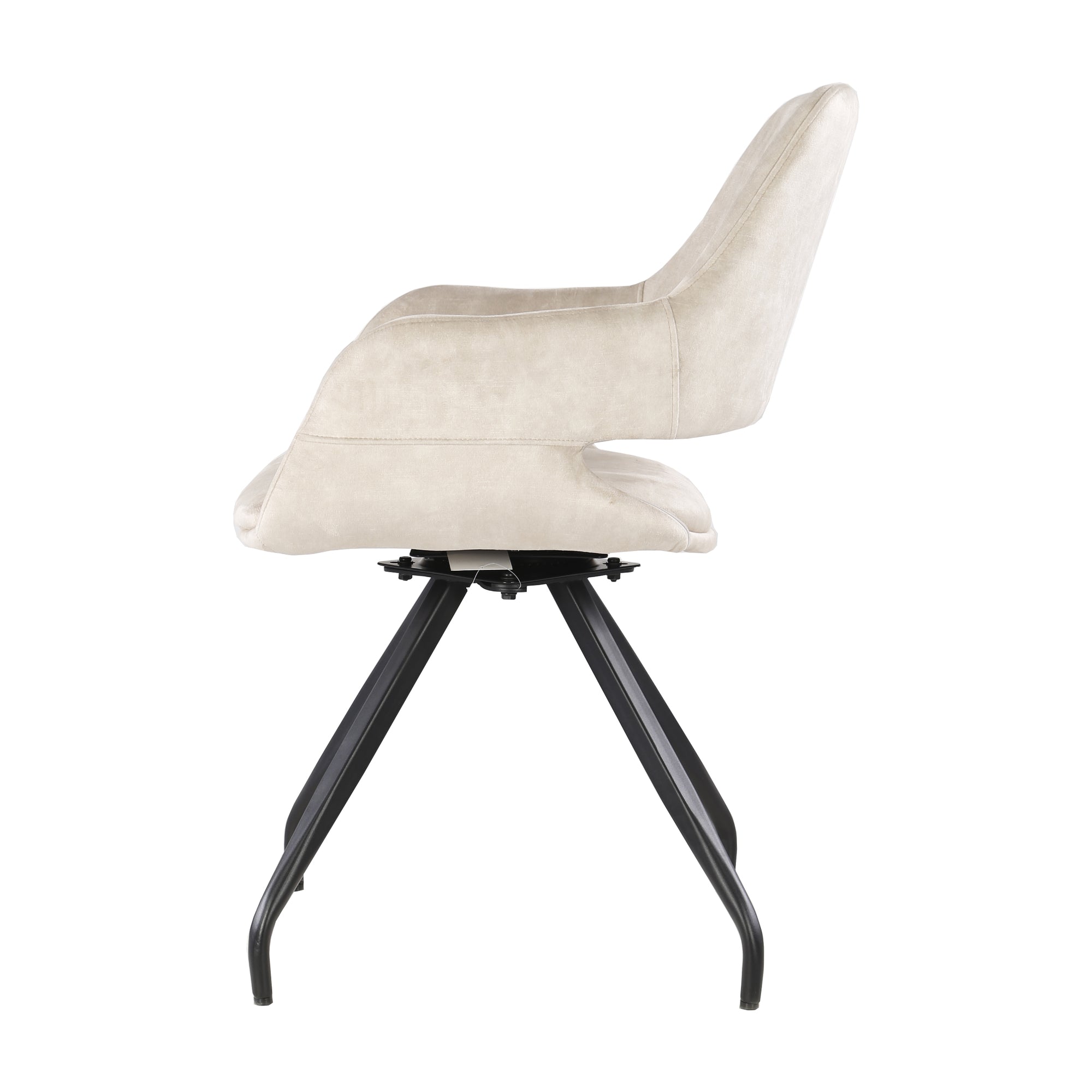 Eetkamerstoel Capp Beige Velvet met Beige velvet met zwart onderstel