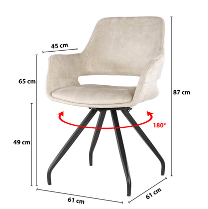 eetkamerstoel Capp beige velvet, B61cm x D61cm x H88cm
