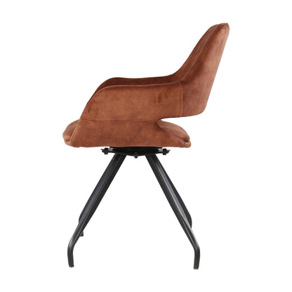 Eetkamerstoel Capp Rust Velvet met Roestrode velvet met zwart onderstel