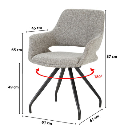 Livingfurn Capp eetkamerstoel Taupe, set van twee