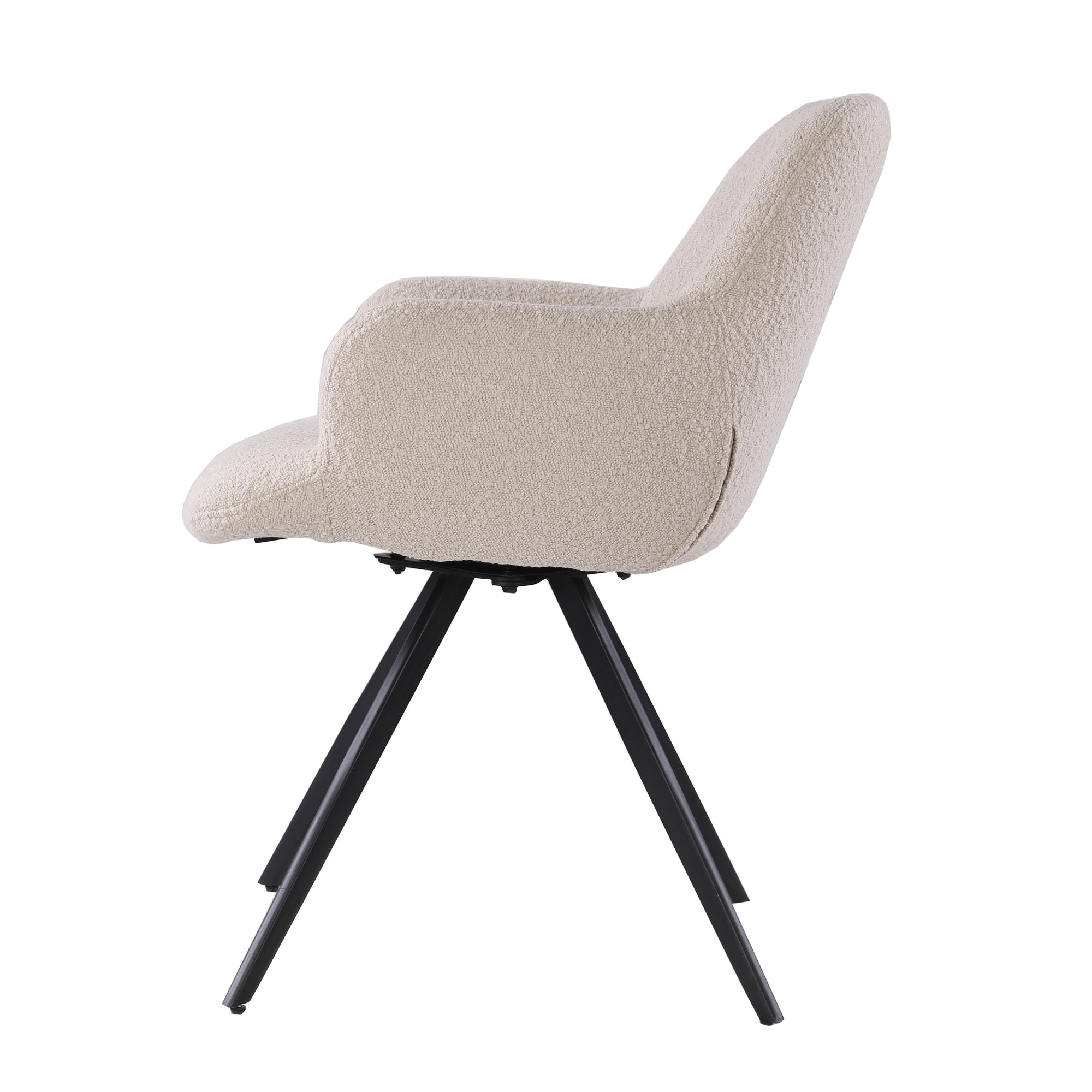 Eetkamerstoel Doreen Boucle Beige met Beige boucle met zwart onderstel