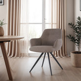 eetkamerstoel Doreen Boucle Brown van Livingfurn, B61cm x D65cm x H83cm