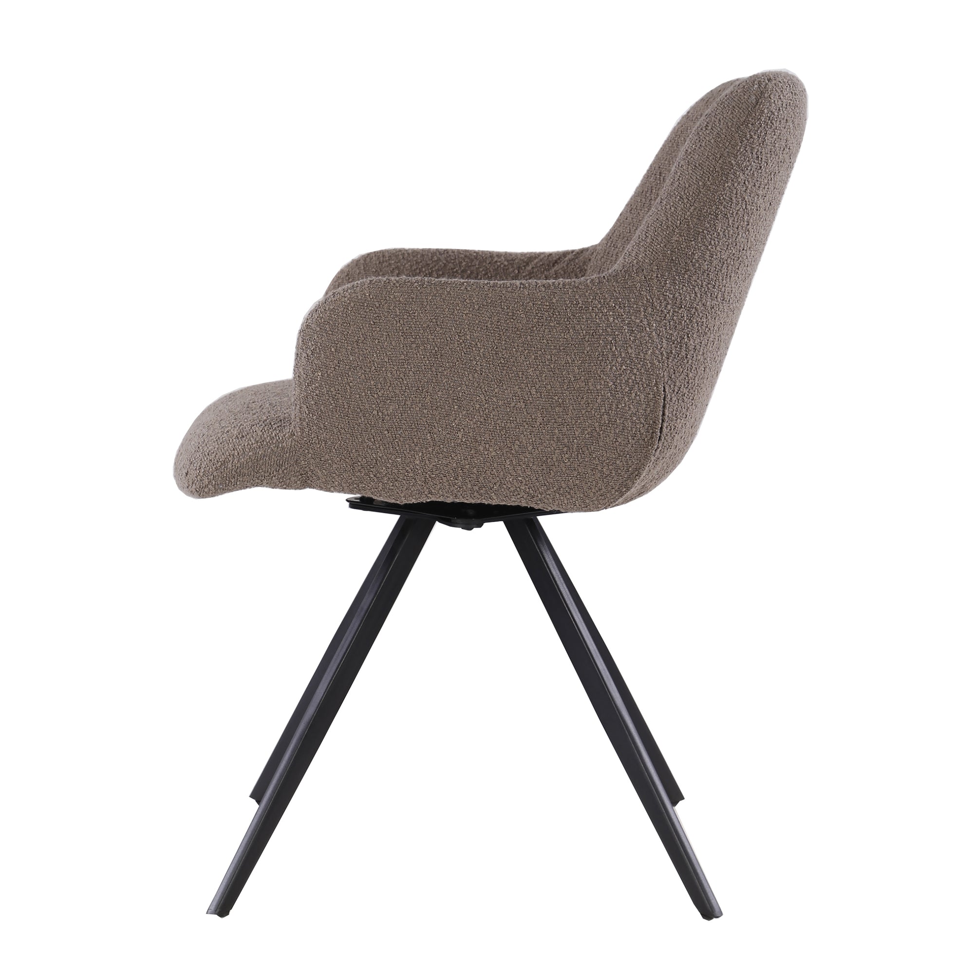 Eetkamerstoel Doreen Boucle Brown met Bruin boucle met zwart onderstel