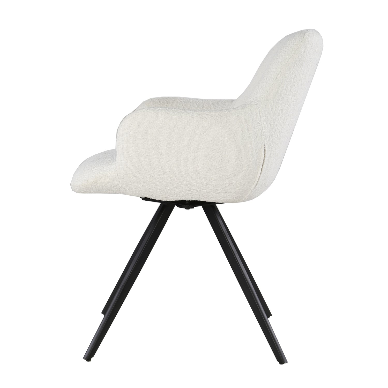 Eetkamerstoel Doreen Boucle White met Wit boucle met zwart onderstel