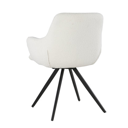 Livingfurn Doreen eetkamerstoel Boucle White, set van twee