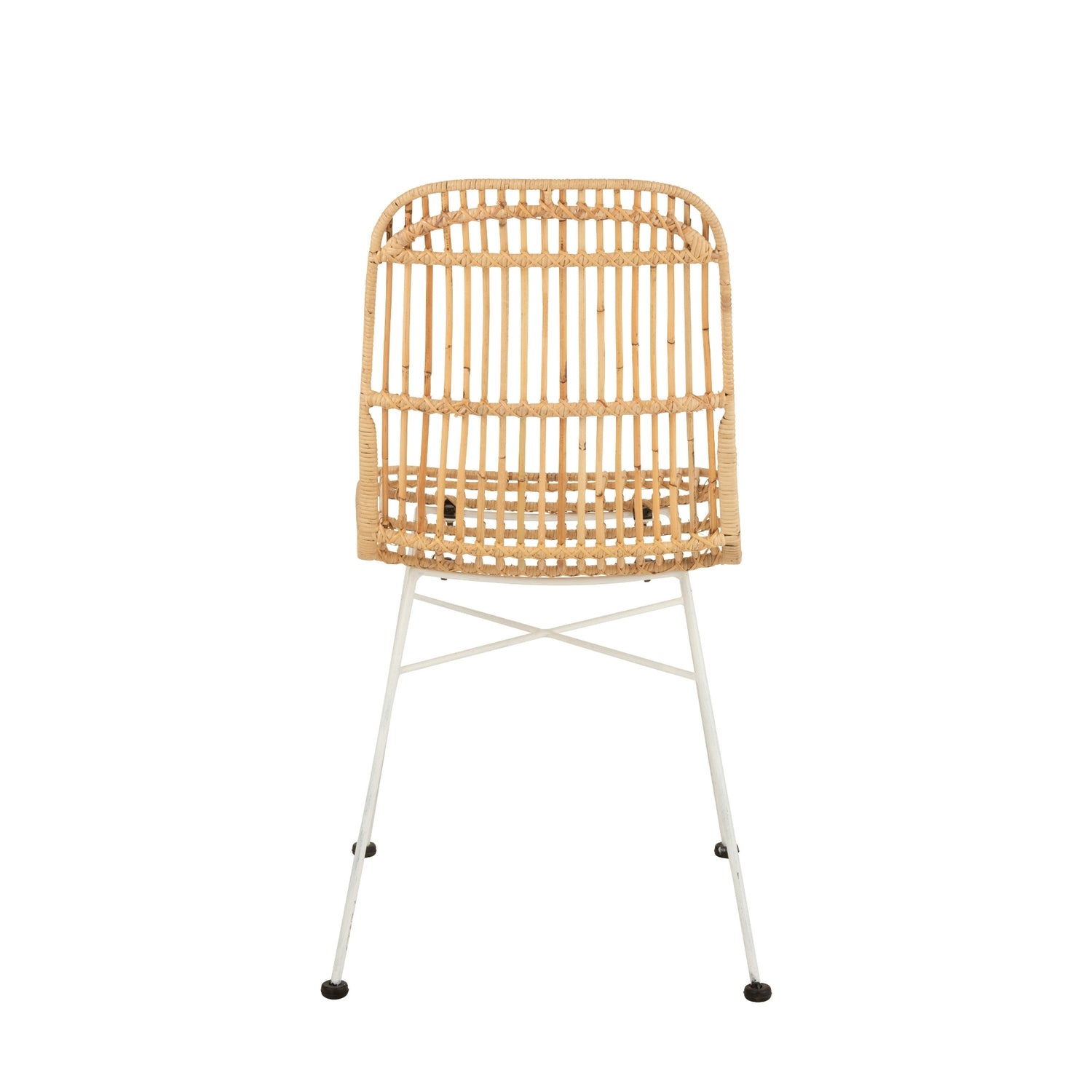 Eetkamerstoel Ema Rotan/Metaal Naturel/Wit - Eetkamerstoel - J-Line - livinglovely.nl