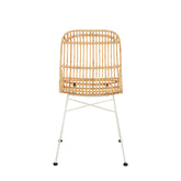 Eetkamerstoel Ema Rotan/Metaal Naturel/Wit - Eetkamerstoel - J-Line - livinglovely.nl