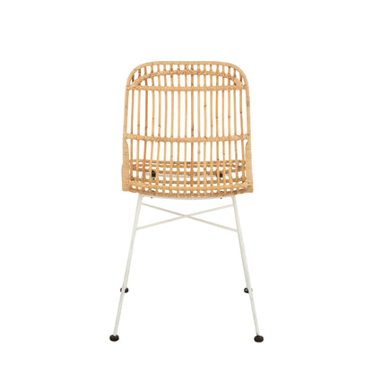 Eetkamerstoel Ema Rotan/Metaal Naturel/Wit - Eetkamerstoel - J-Line - livinglovely.nl