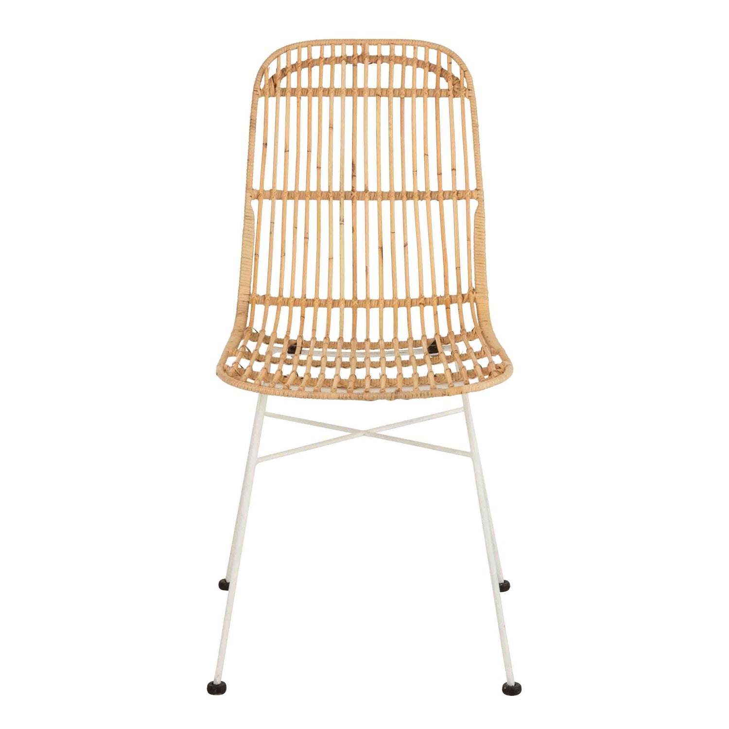 Eetkamerstoel Ema Rotan/Metaal Naturel/Wit - Eetkamerstoel - J-Line - livinglovely.nl