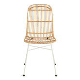 Eetkamerstoel Ema Rotan/Metaal Naturel/Wit - Eetkamerstoel - J-Line - livinglovely.nl