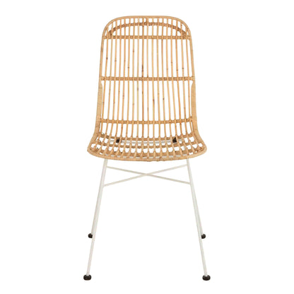 Eetkamerstoel Ema Rotan/Metaal Naturel/Wit - Eetkamerstoel - J-Line - livinglovely.nl