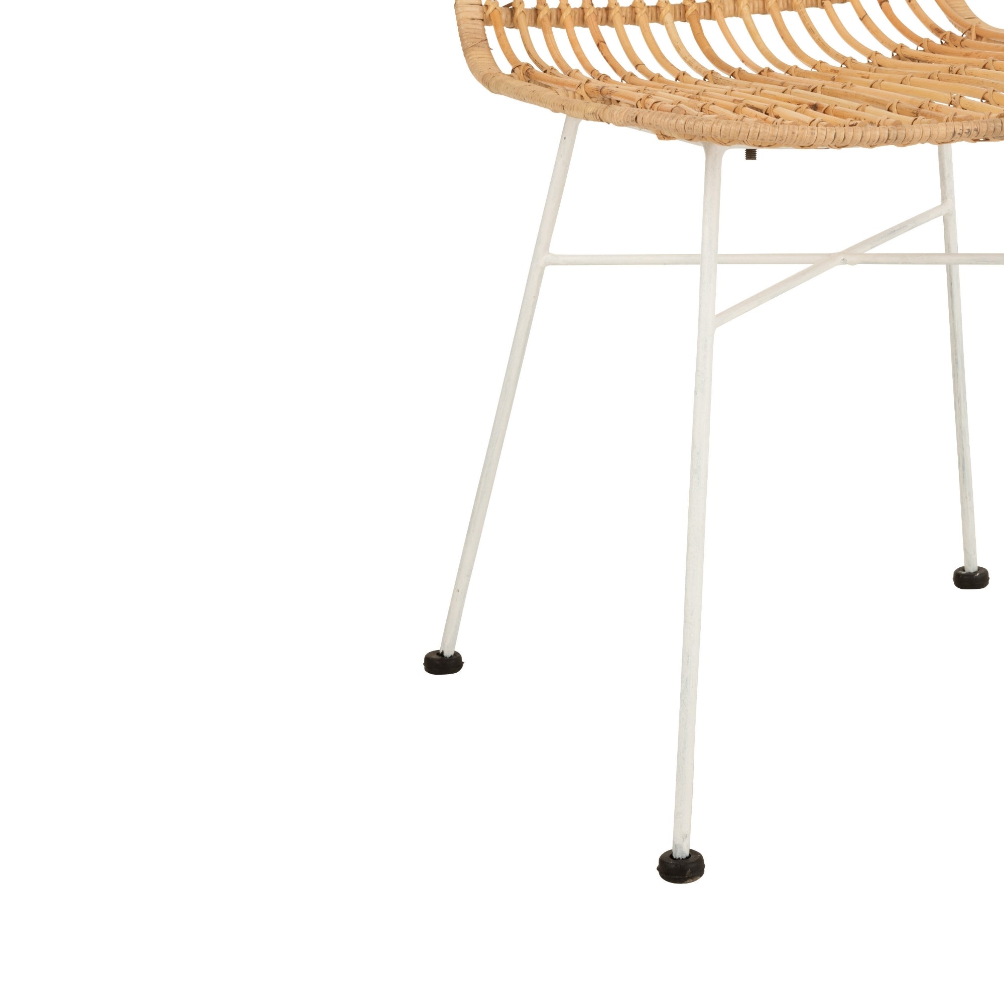 Eetkamerstoel Ema Rotan/Metaal Naturel/Wit - Eetkamerstoel - J-Line - livinglovely.nl