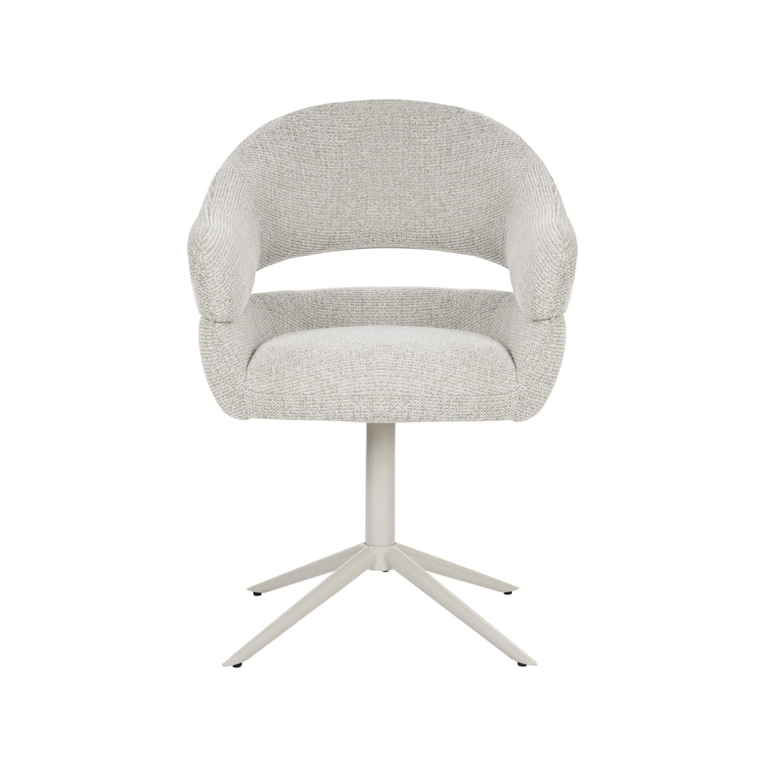 Draaibare eetkamerstoel Lily van Starfurn in zachte beige stof met metalen onderstel
