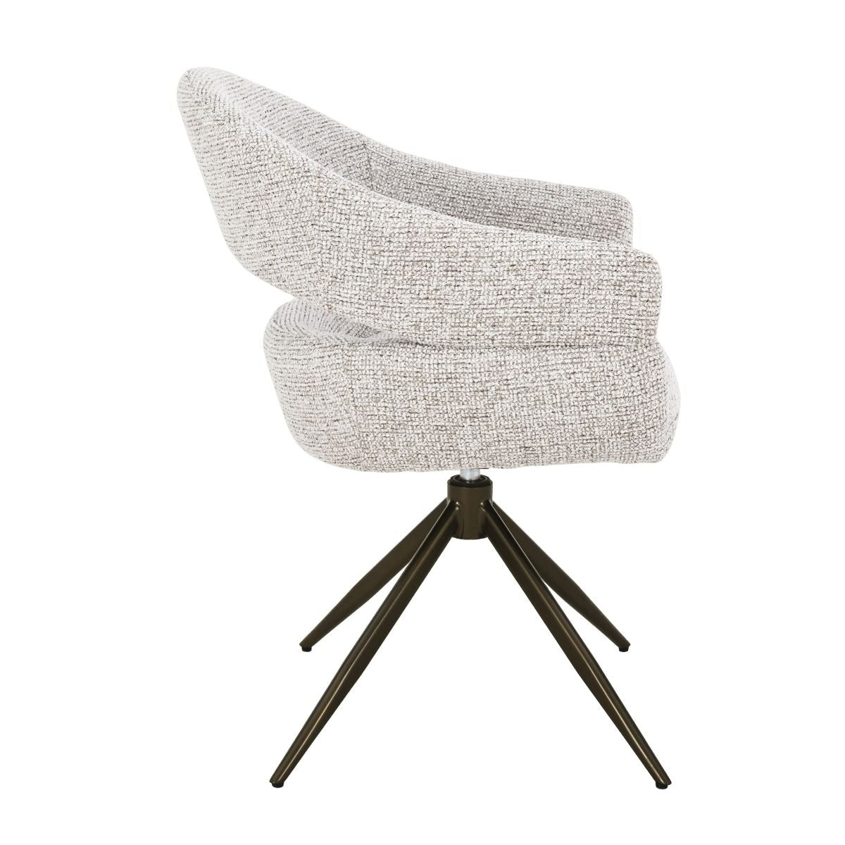 Zijaanzicht van de eetkamerstoel Linn Beige Bronze