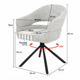 Afmetingen Eetkamerstoel Linn Bisque Oasis Set van 2: B58cm x D62cm x H85cm per stoel