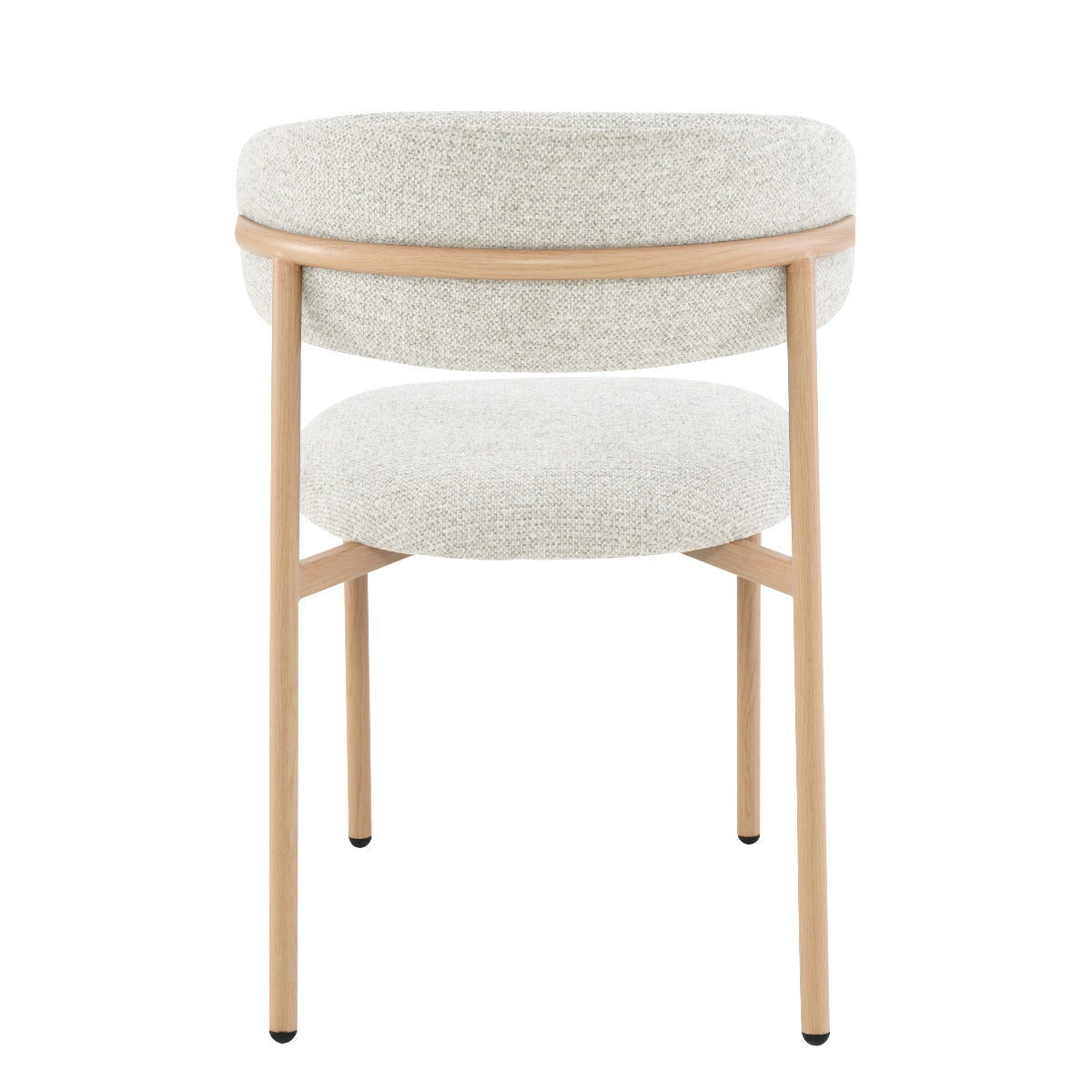 Eetkamerstoel Micah in Beige Hush-stof met poten in eikenkleur