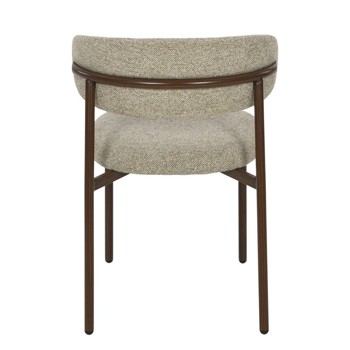 Eetkamerstoel Micah in Beige Hush-stof met poten in walnootkleur