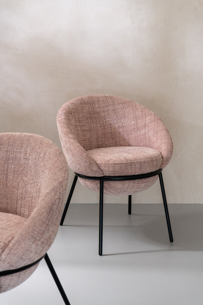 Eetkamerstoel Napoli Licht Roze- J-Line - Eetkamerstoel - J-Line - livinglovely.nl