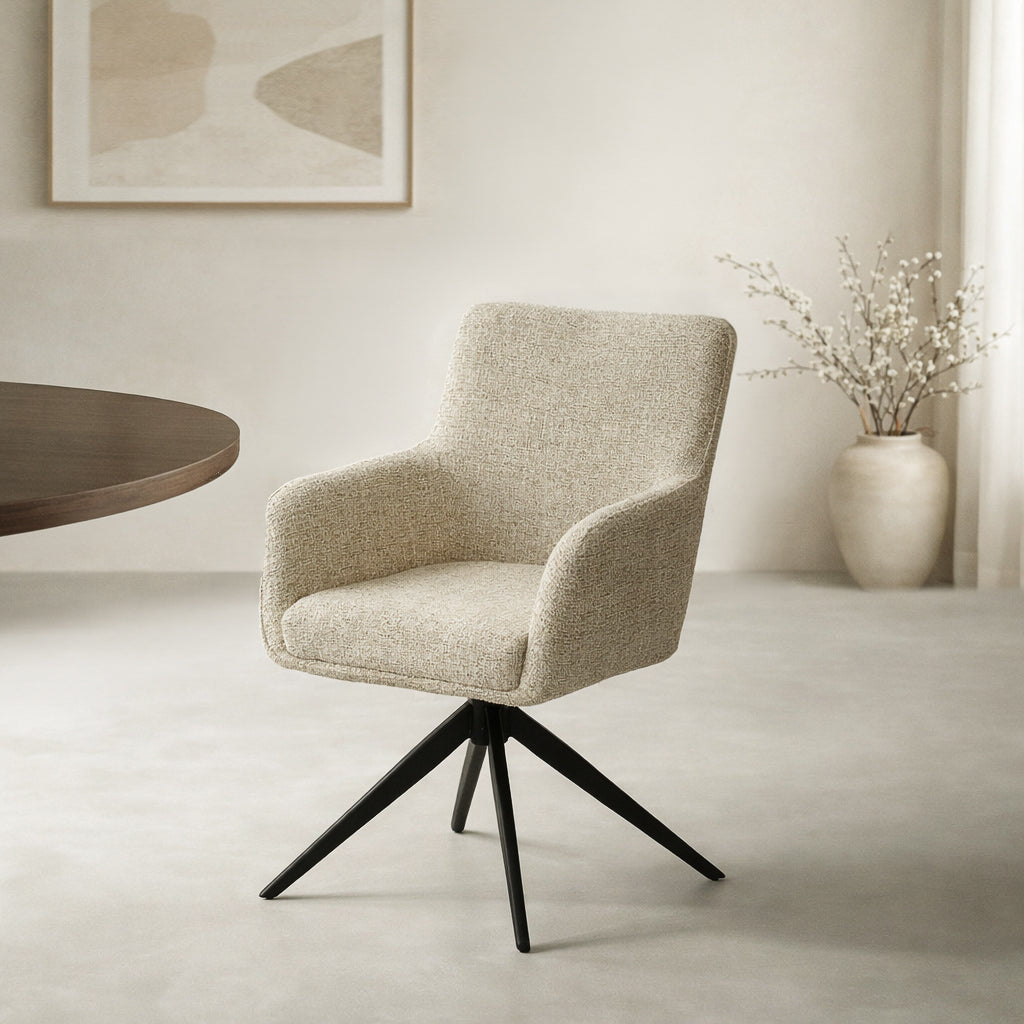 Draaibare eetkamerstoel Tara Sand van Livingfurn, B62,5cm x D58cm x H88,5cm