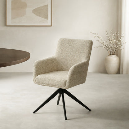 Draaibare eetkamerstoel Tara Sand van Livingfurn, B62,5cm x D58cm x H88,5cm